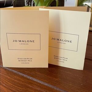 Jo Malone English Pear & Sweet‎ Pea Perfume Carded Samples 1.5 mL x 2 NWT